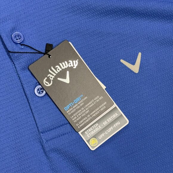 NWT Callaway Opti Dri Golf Shirt Short Sleeve Polo Stretch Blue Medium - Picture 4 of 8